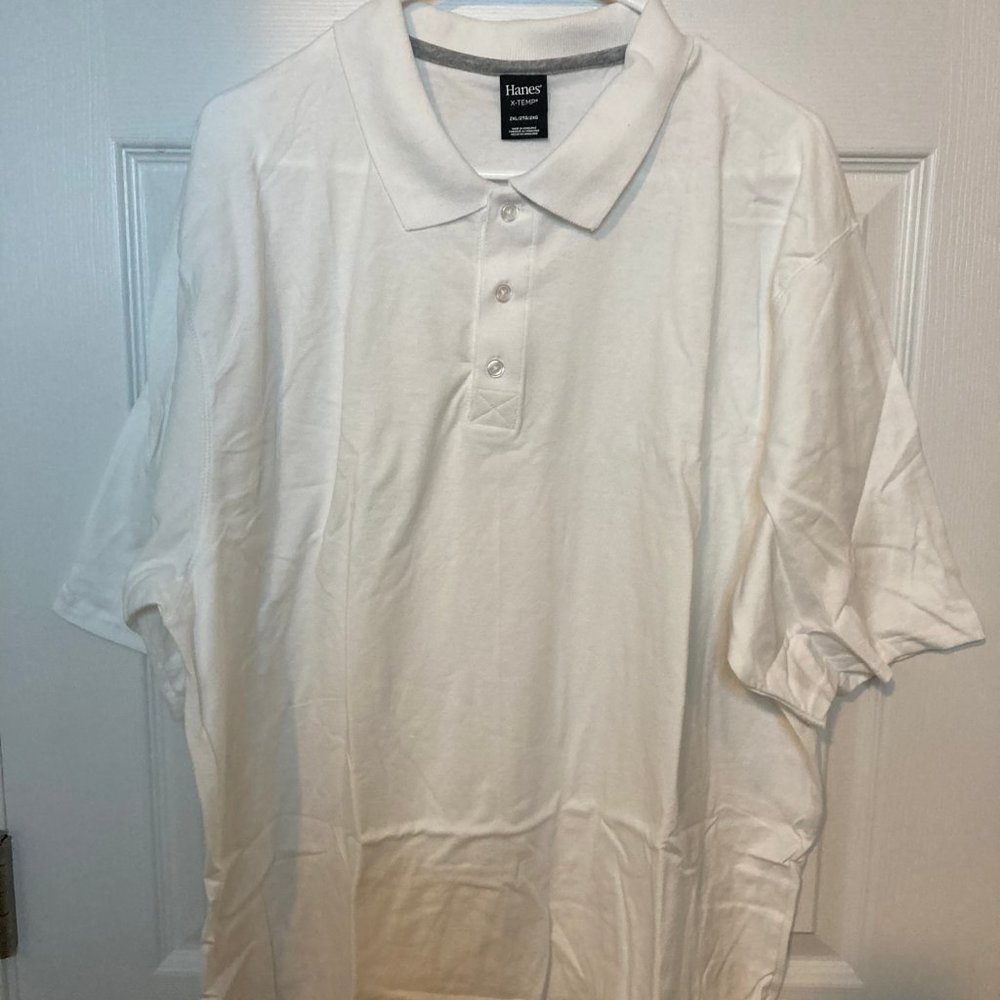 Hanes XTemp Collared White Shirt